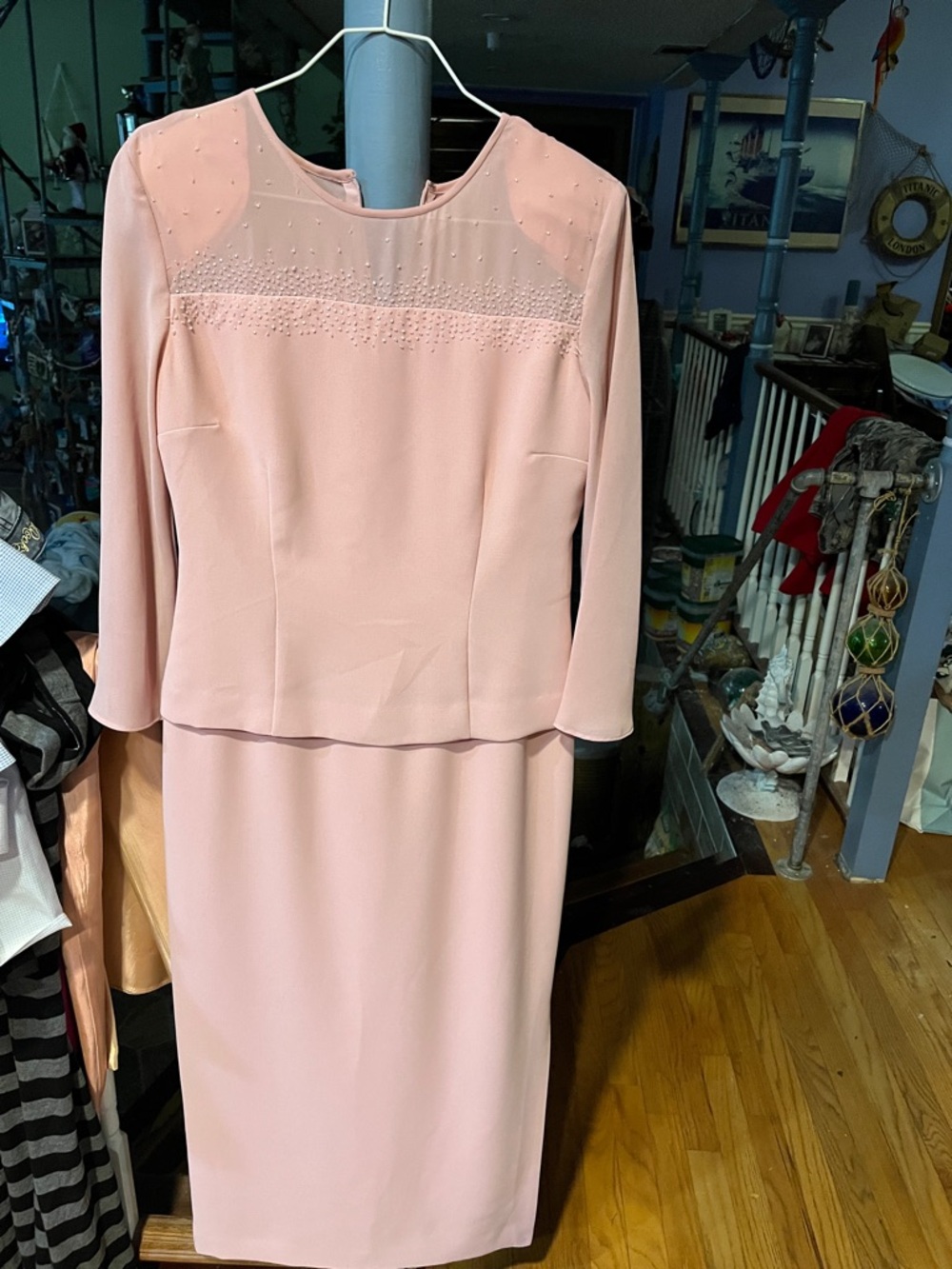 Elegant Women's Pink Two-Piece Dress Set